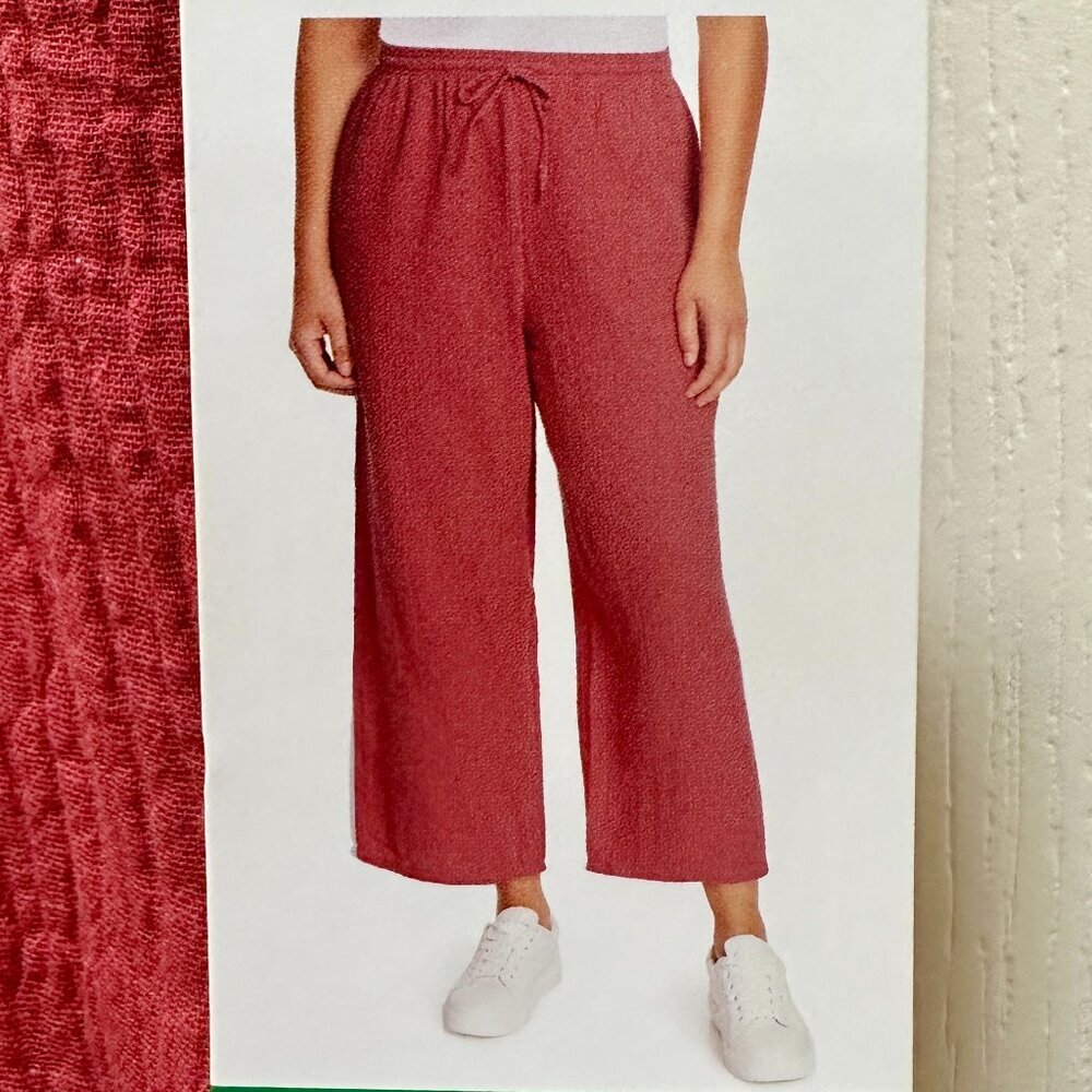 Jessica Simpson Women's Cotton Gauze Pant Size XL Rustic Red Wide Leg Boho NEW - Picture 11 of 12